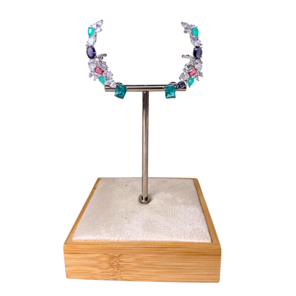 Ear Cuff Pedras Coloridas Prata